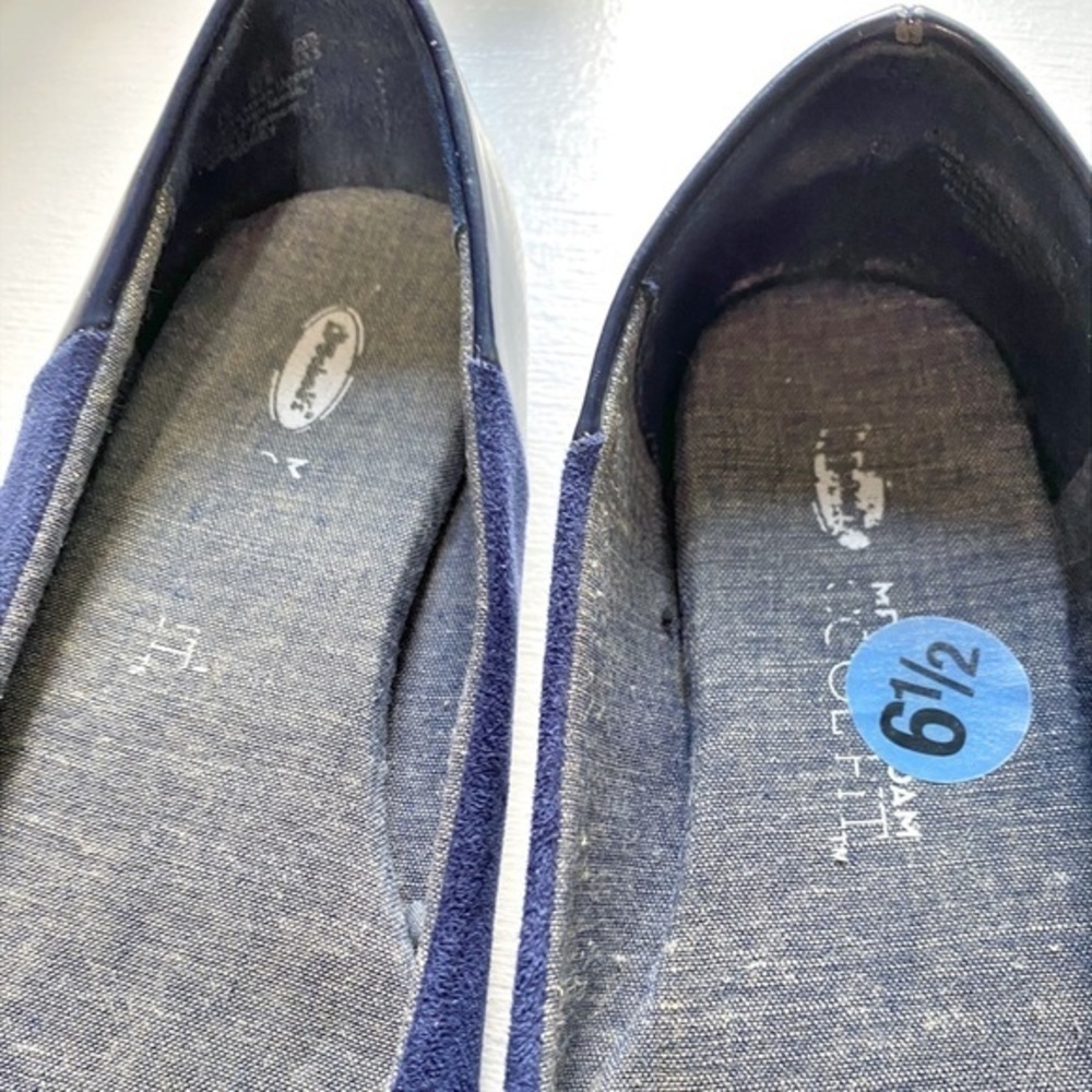 Dr. Scholl’s memory foam pointed toe Blue Crushed Velvet flats - Picture 4 of 9